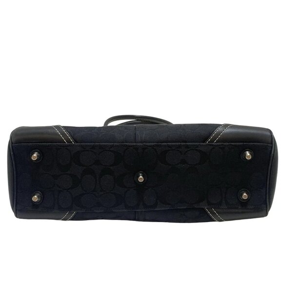 Auth COACH Signature Carryall 8K07 Black Jacquard Leather - Shoulder Bag - Picture 4 of 8